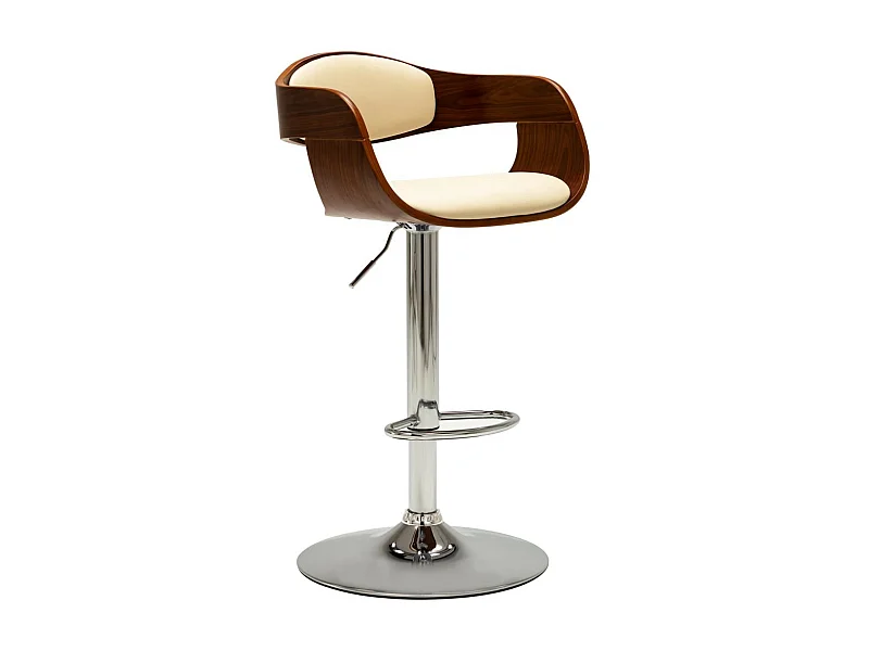 Chaise de bar Crème Bois courbé et similicuir