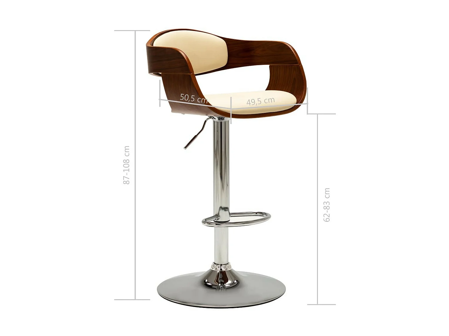 Chaise de bar Crème Bois courbé et similicuir