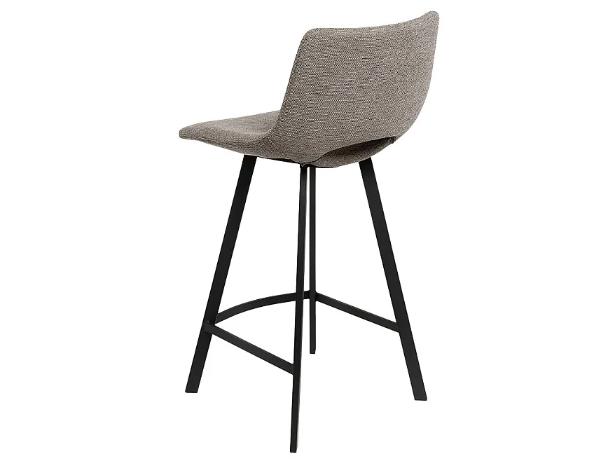 Tabouret moderne tissu avec pieds en métal noir Karane-Couleur Beige-Hauteur d'assise 66 cm