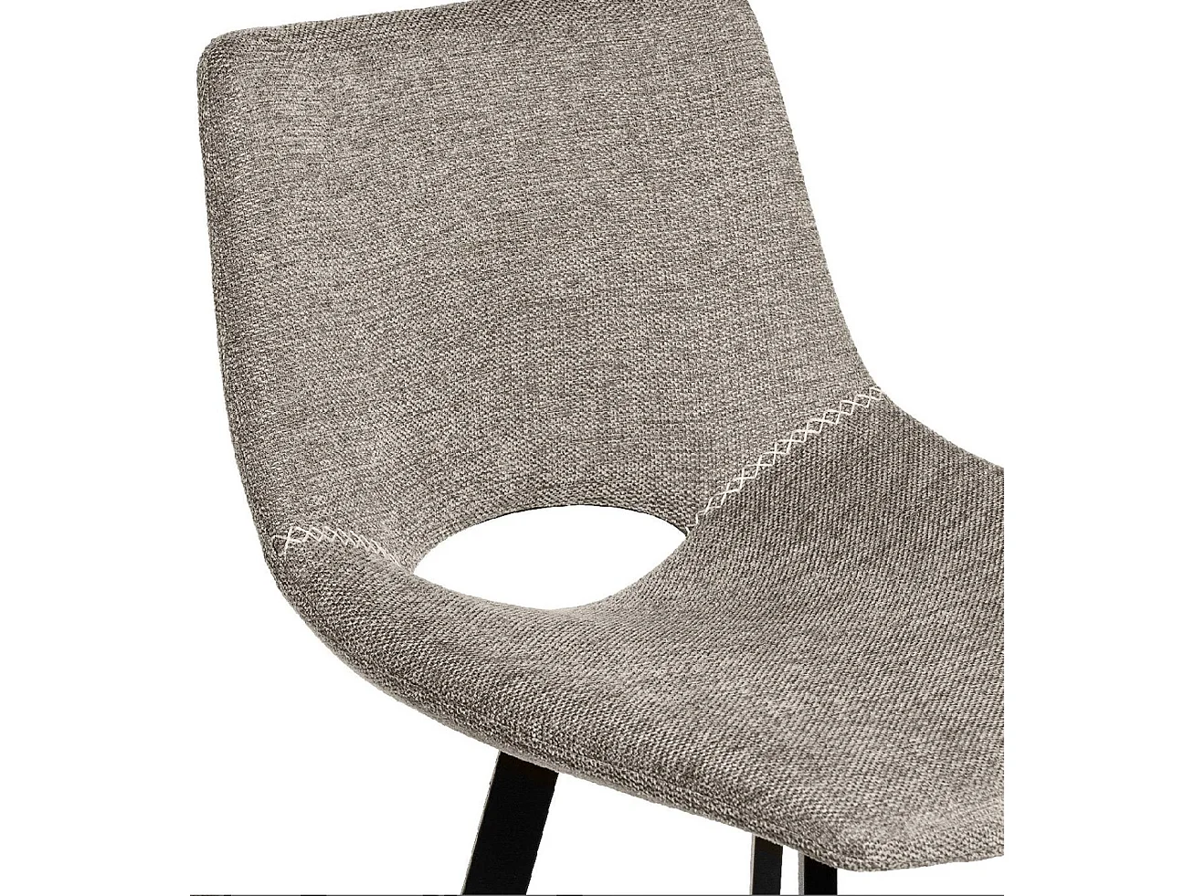 Tabouret moderne tissu avec pieds en métal noir Karane-Couleur Beige-Hauteur d'assise 66 cm