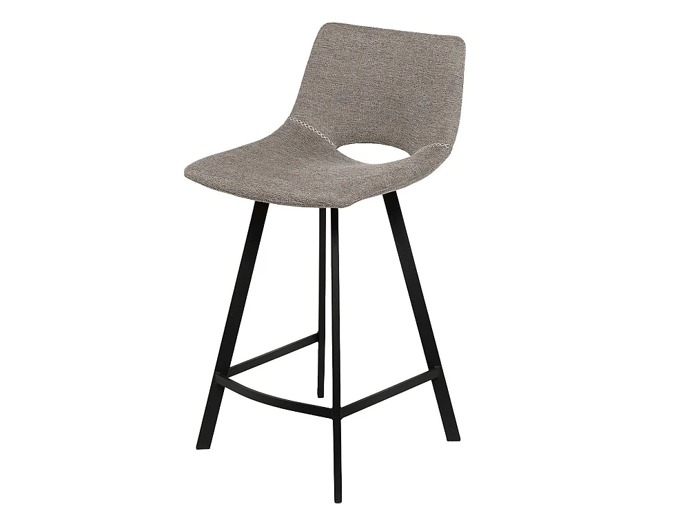 Tabouret moderne tissu avec pieds en métal noir Karane-Couleur Beige-Hauteur d'assise 66 cm