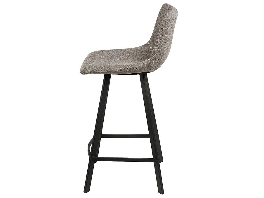 Tabouret moderne tissu avec pieds en métal noir Karane-Couleur Beige-Hauteur d'assise 66 cm