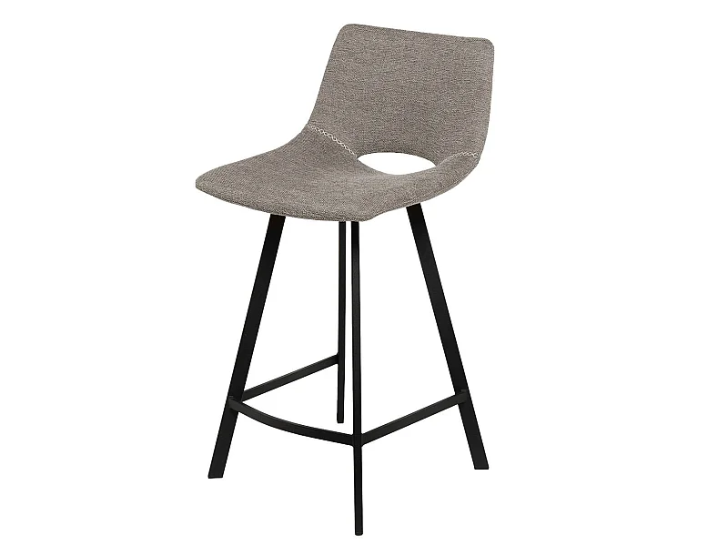 Tabouret moderne tissu avec pieds en métal noir Karane-Couleur Beige-Hauteur d'assise 66 cm