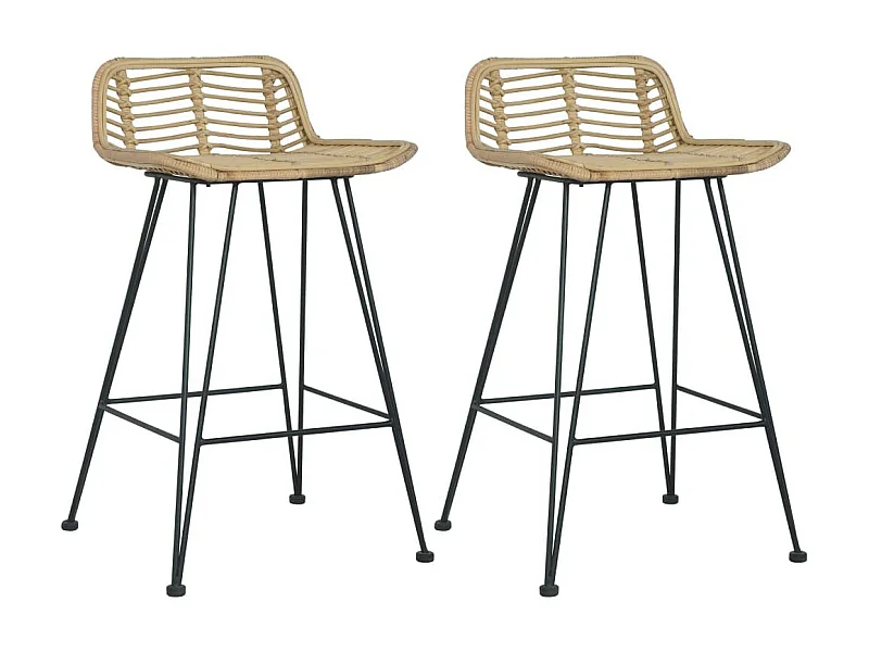 Chaises de bar 2 pcs Rotin Naturel