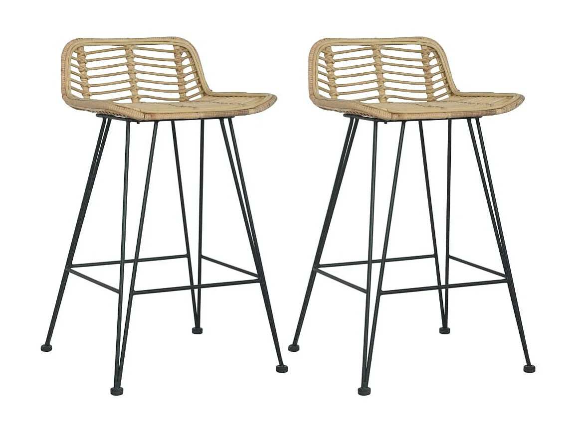 Chaises de bar 2 pcs Rotin Naturel