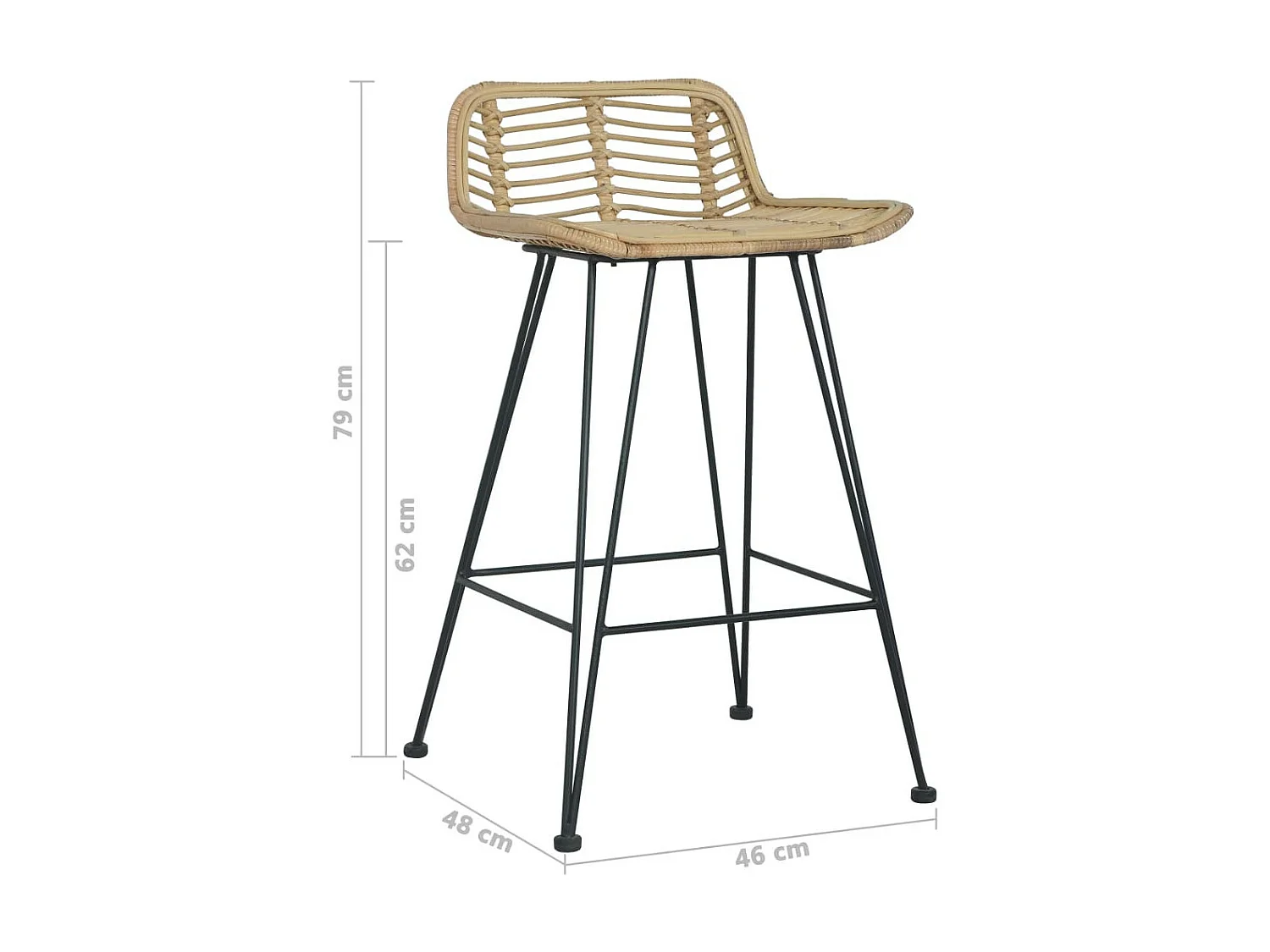 Chaises de bar 2 pcs Rotin Naturel