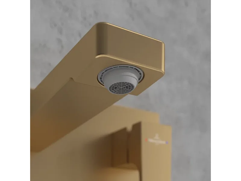 Mitigeur lavabo mural VILLEROY ET BOCH Architectura Square avec vidage Push Open Or brossé + corps encastré