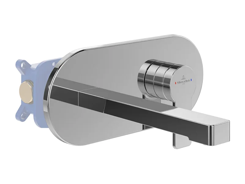 Mitigeur lavabo mural VILLEROY ET BOCH Architectura avec vidage Push Open chrome + corps encastré