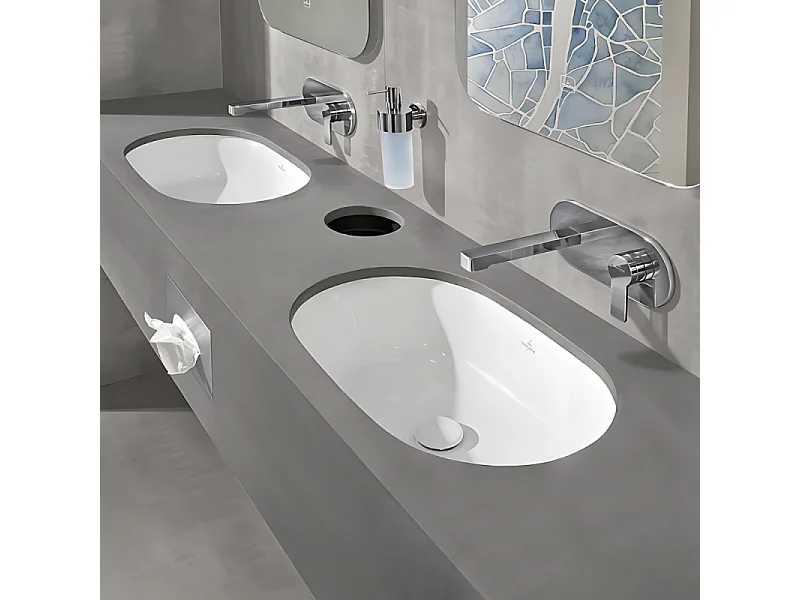 Mitigeur lavabo mural VILLEROY ET BOCH Architectura avec vidage Push Open chrome + corps encastré