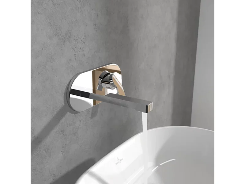 Mitigeur lavabo mural VILLEROY ET BOCH Architectura avec vidage Push Open chrome + corps encastré