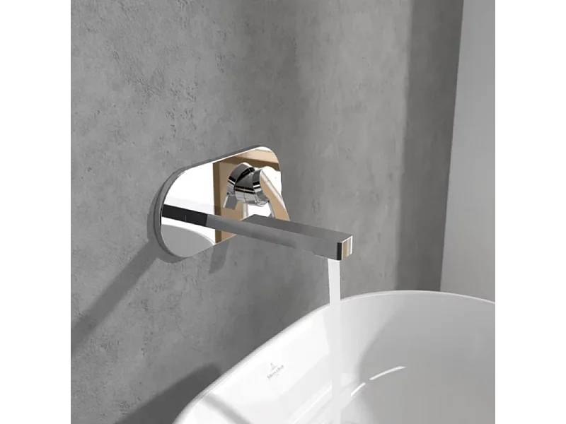 Mitigeur lavabo mural VILLEROY ET BOCH Architectura avec vidage Push Open chrome + corps encastré