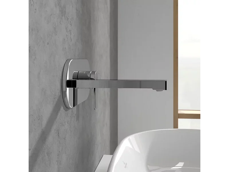Mitigeur lavabo mural VILLEROY ET BOCH Architectura avec vidage Push Open chrome + corps encastré