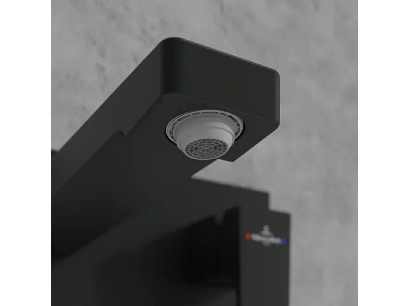 Mitigeur lavabo mural VILLEROY ET BOCH Architectura Square avec vidage Push Open Noir mat + corps encastré