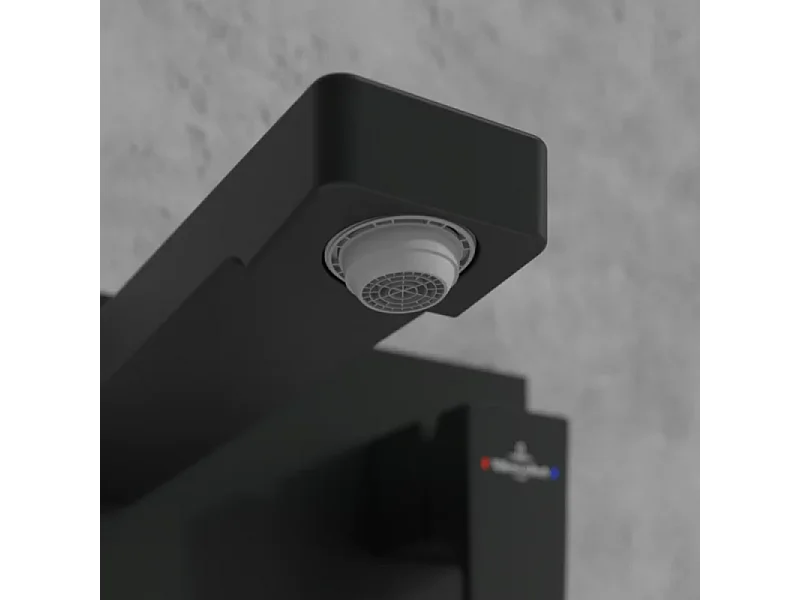 Mitigeur lavabo mural VILLEROY ET BOCH Architectura Square avec vidage Push Open Noir mat + corps encastré