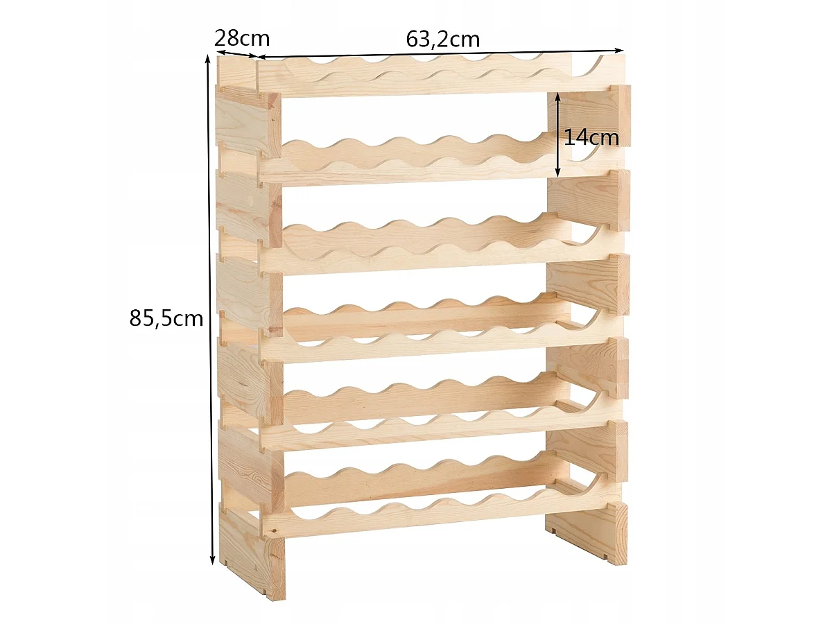 ÉTAGÈRE À VIN EN BOIS POUR 36 BOUTEILLES 28 x 63 x 85