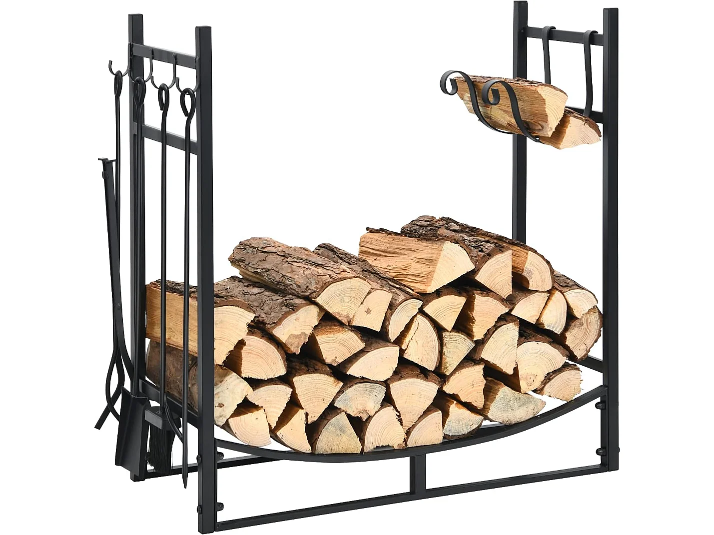 Kaminholzregal mit Kaminbesteck Set