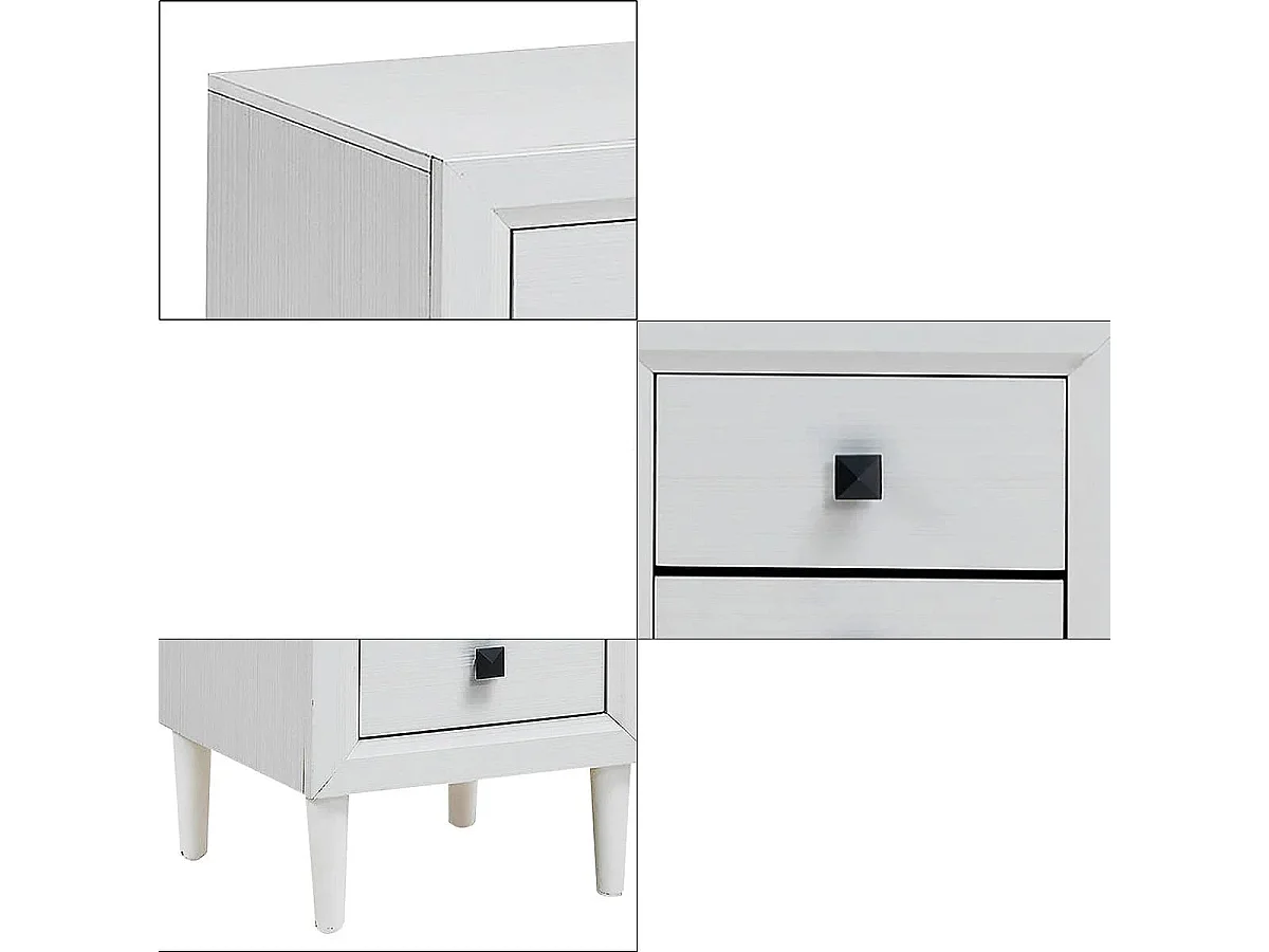 Nachttische Holz Beistelltisch mit 2 Schubladen Kaffeetisch modern Sofatisch Weiß