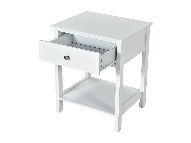 Lot de 2 Tables de Chevet à 2 Niveaux Style Moderne Simple 48 x 40 x 58 CM Blanc