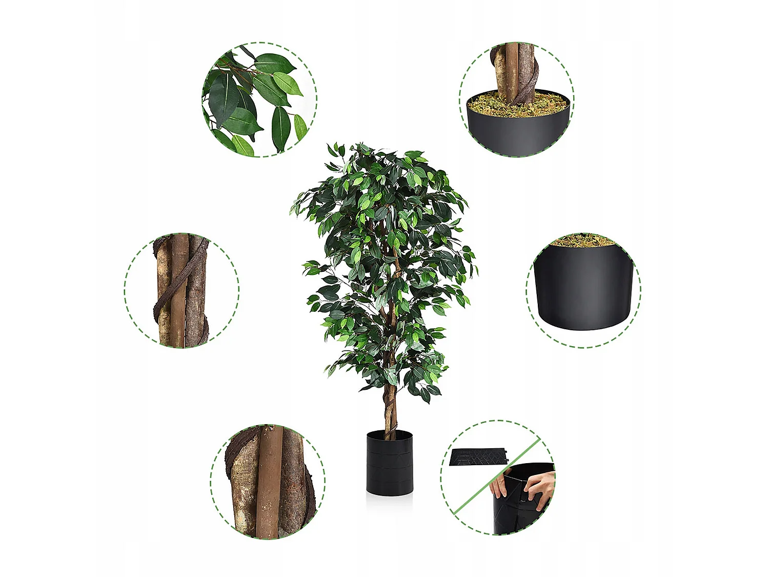 FICUS ARTIFICIEL, ARBRE ORNEMENTAL, POT DE 180 CM