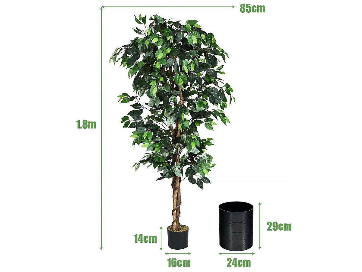 FICUS ARTIFICIEL, ARBRE ORNEMENTAL, POT DE 180 CM
