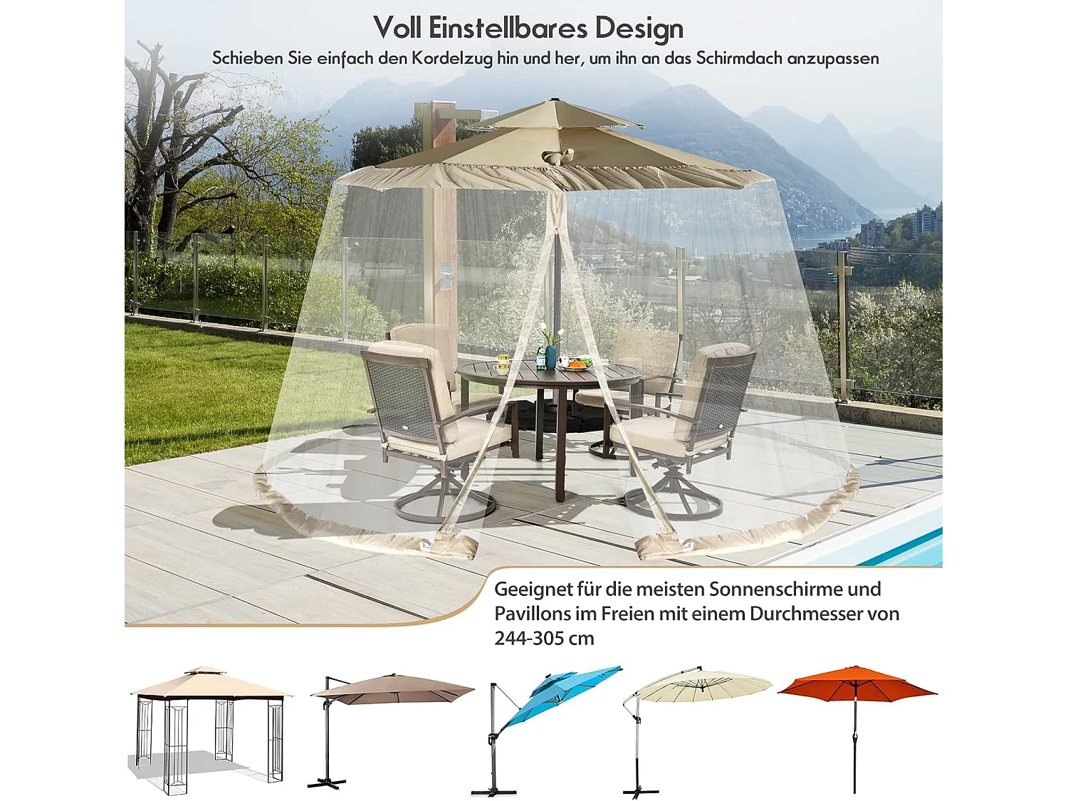 verstellbares Moskitonetz mit 2 Türen