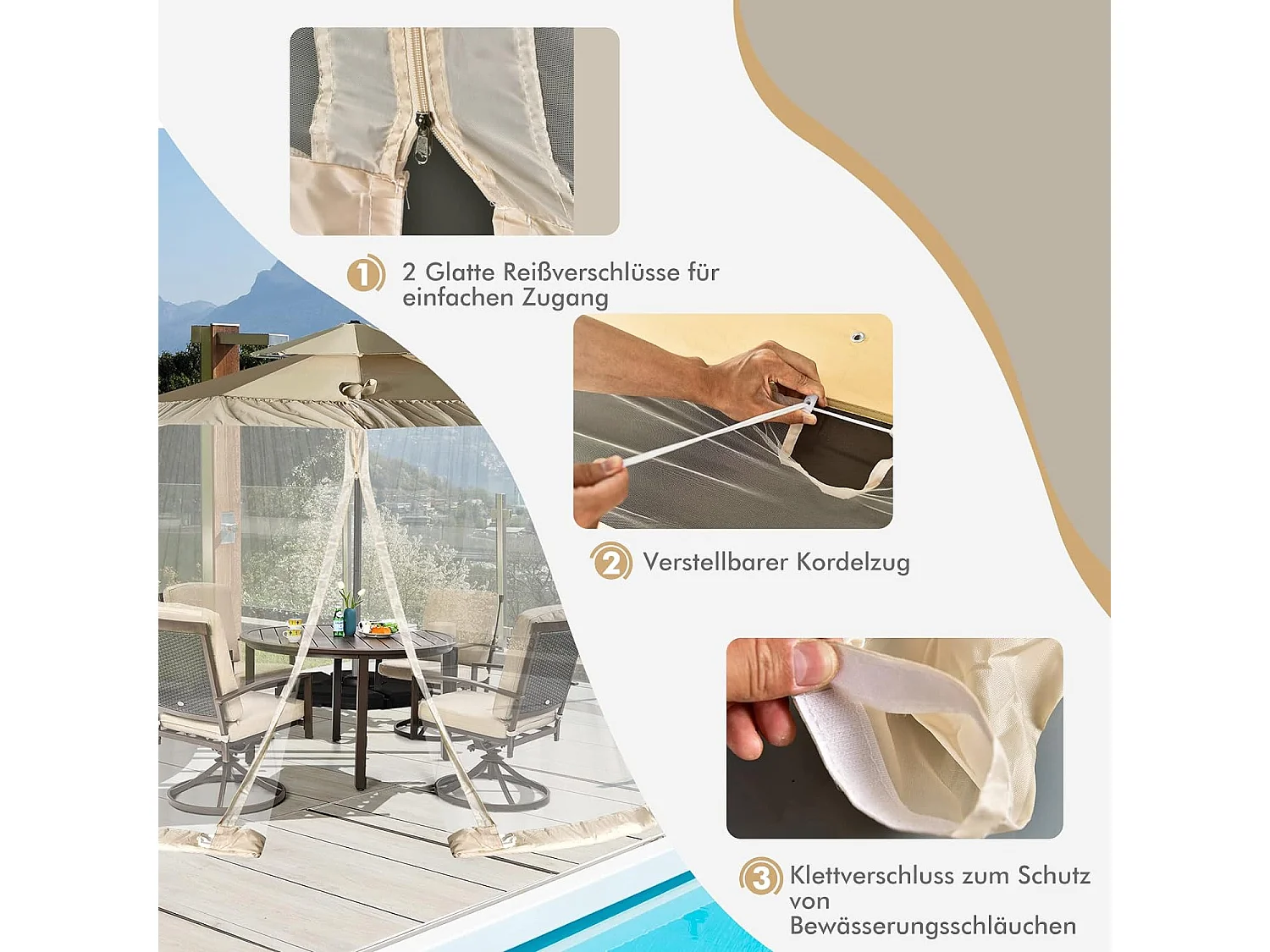 verstellbares Moskitonetz mit 2 Türen