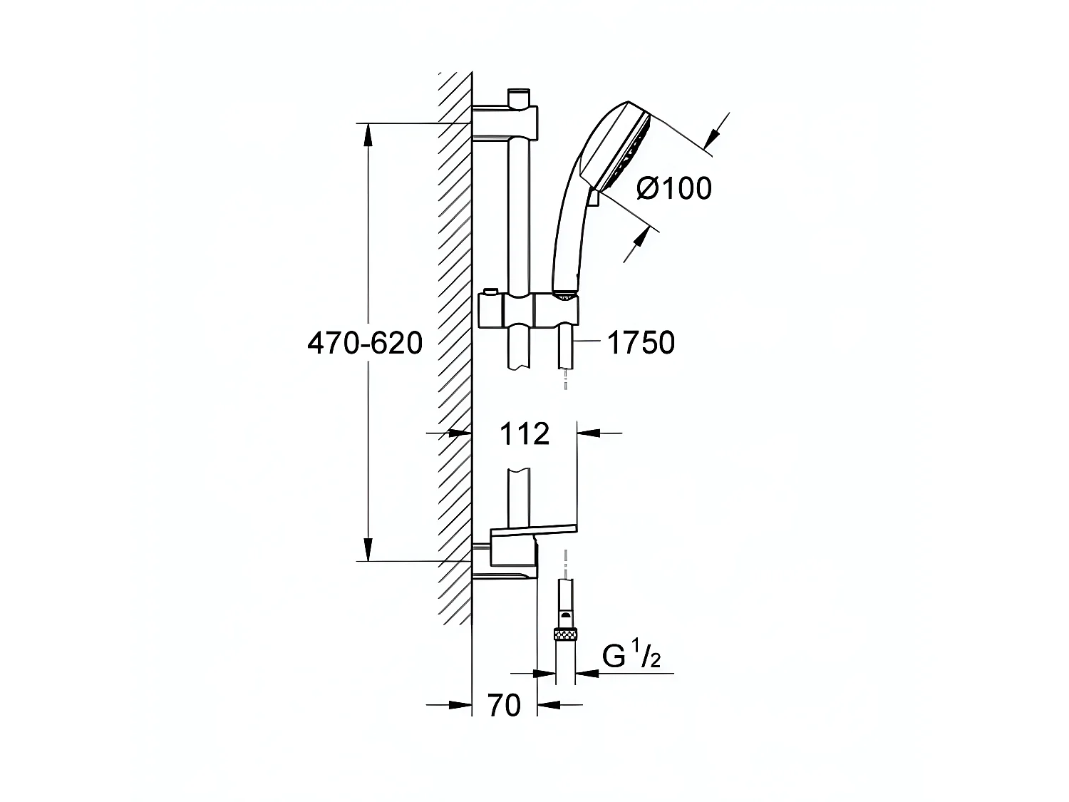 GROHE - Ensemble de douche 3 jets avec barre - 9,5l