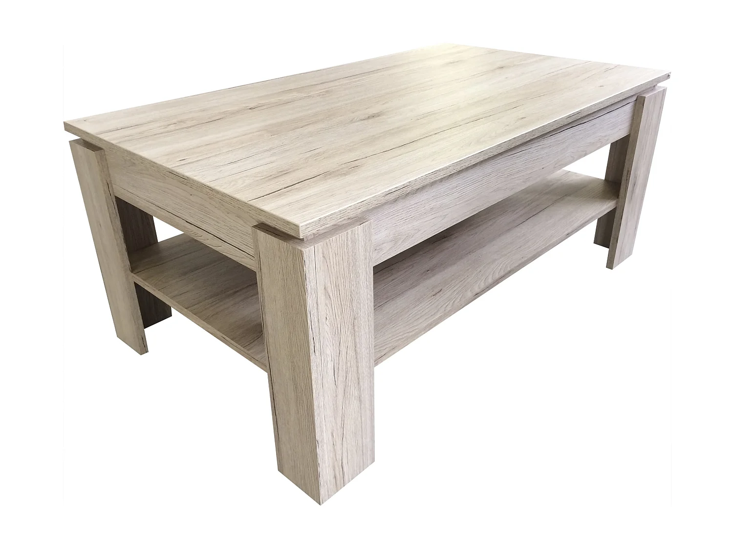 Meuble Salon-Séjour. Table basse en mélaminé bois clair. L-H-P : 110 - 47 - 65cm