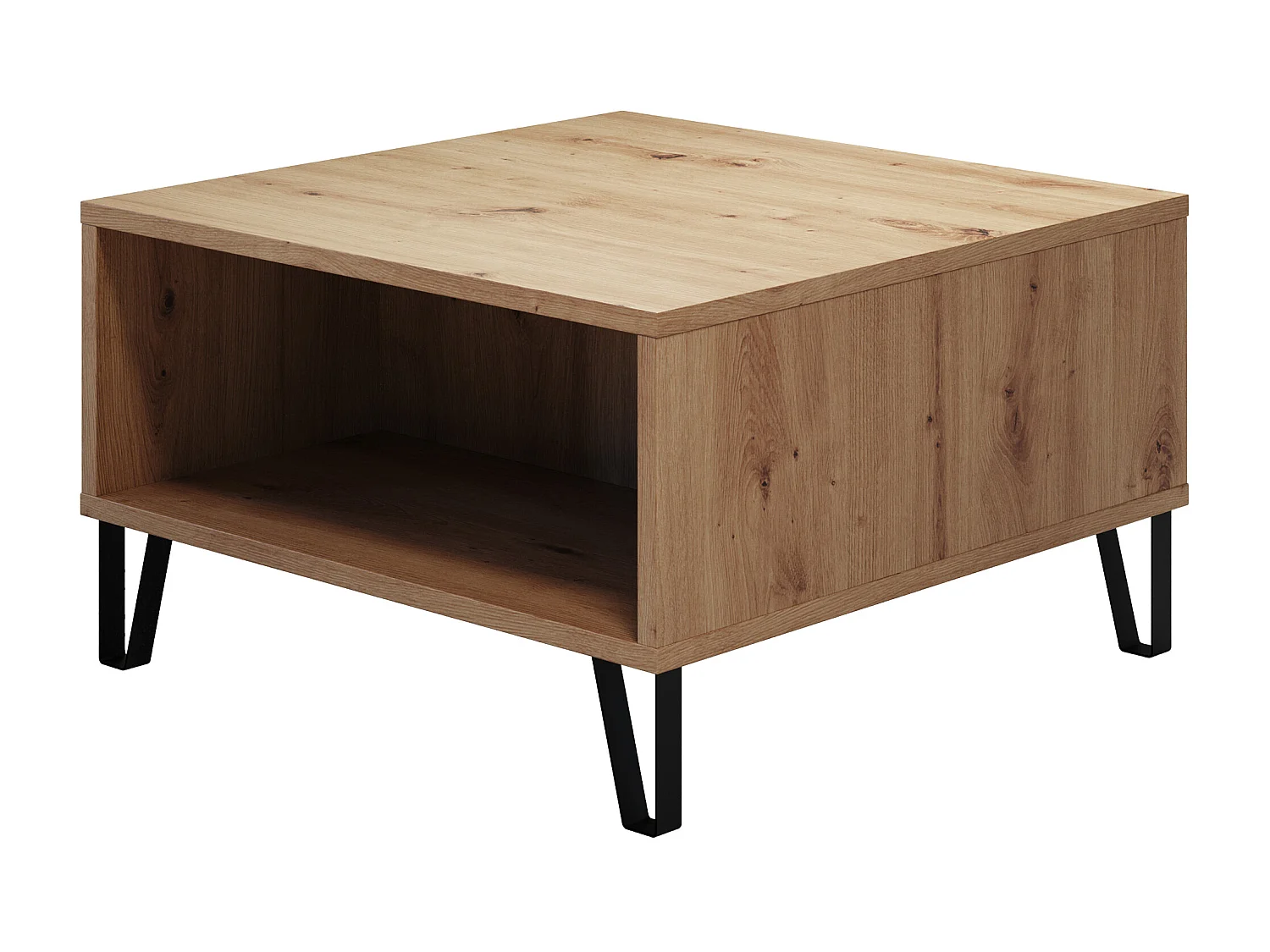 Table basse - Mélaminé chêne- Naturel - 60 - 37 - 60 cm