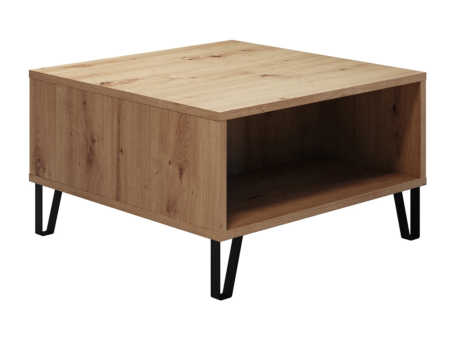 Table basse - Mélaminé chêne- Naturel - 60 - 37 - 60 cm