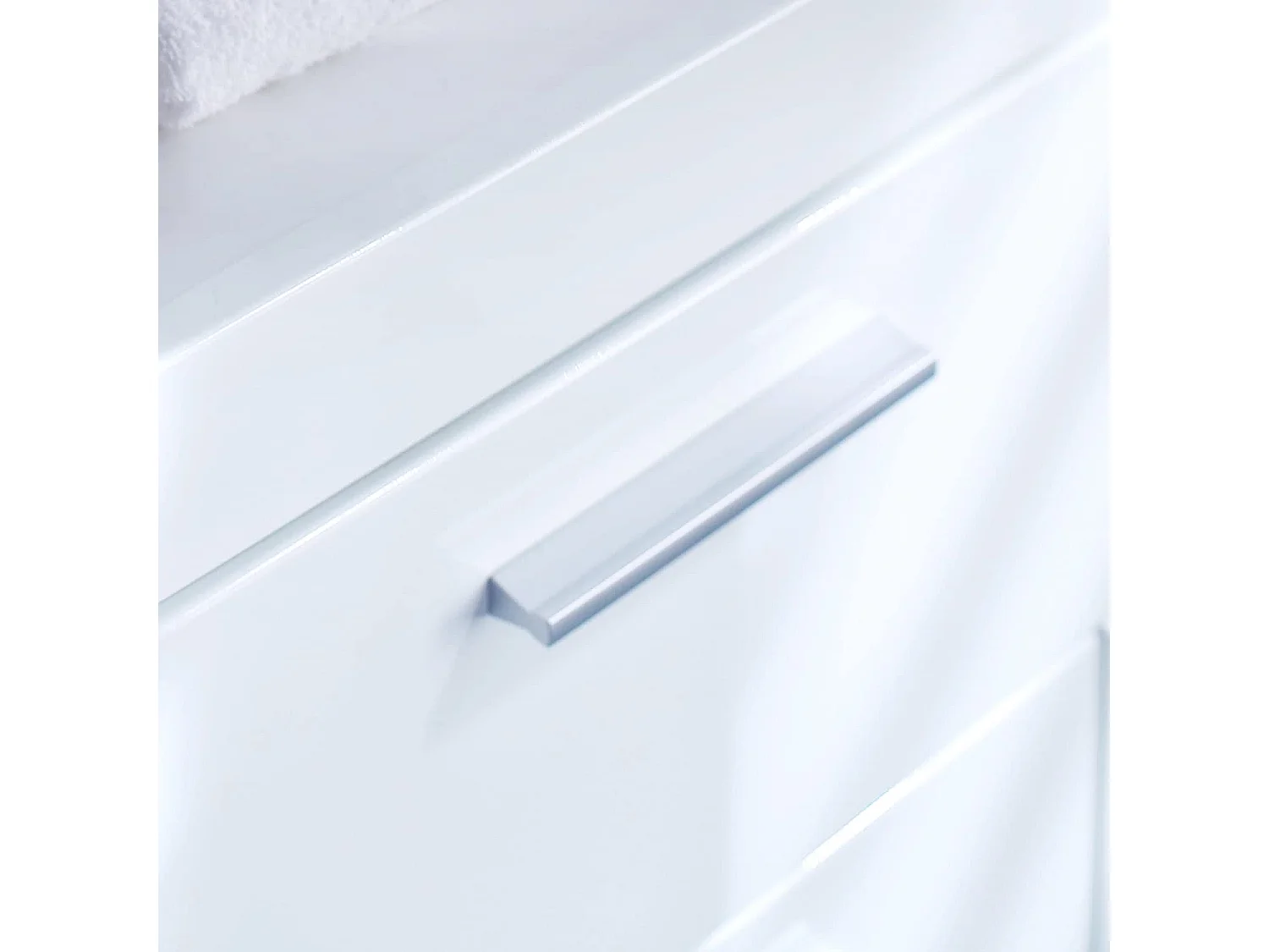 AmandaMandoBea Armoire de toilette avec miroir pour machine à laver, 2 portes, 2 compartiments ouverts, blanc, blanc brillant.