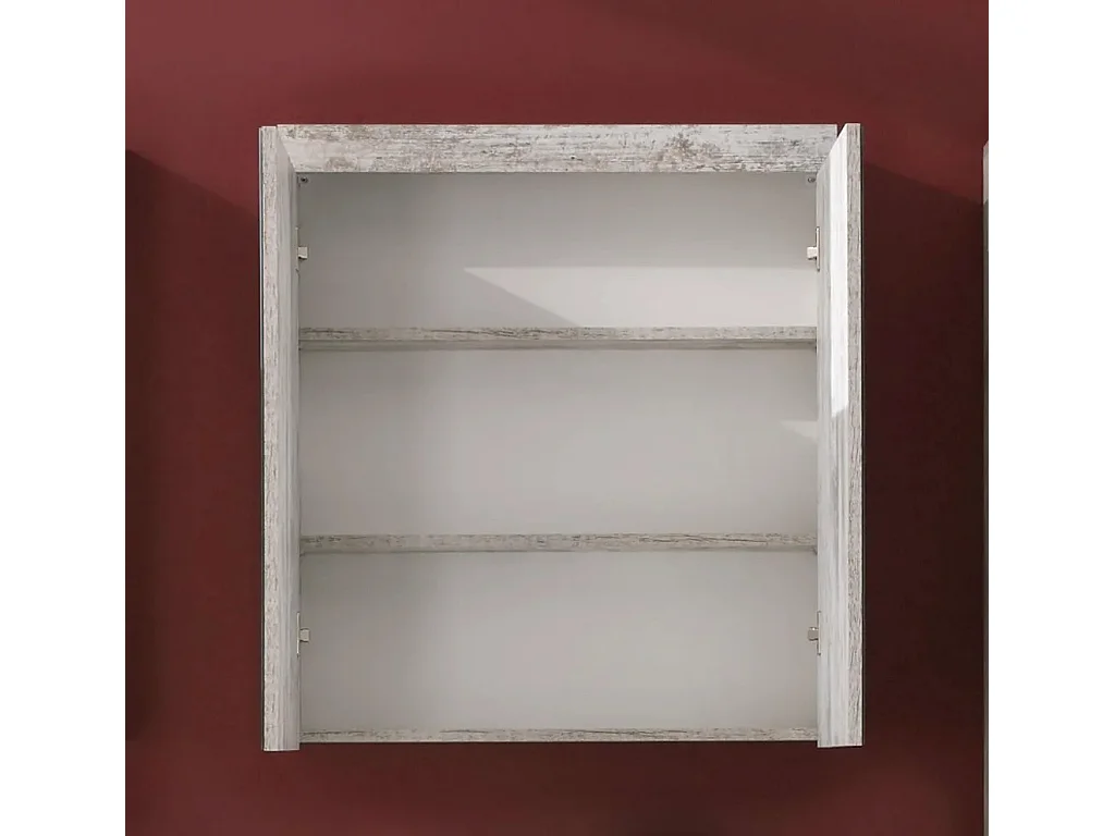 Armoire de toilette 2 portes mélaminé blanc avec miroir Cali