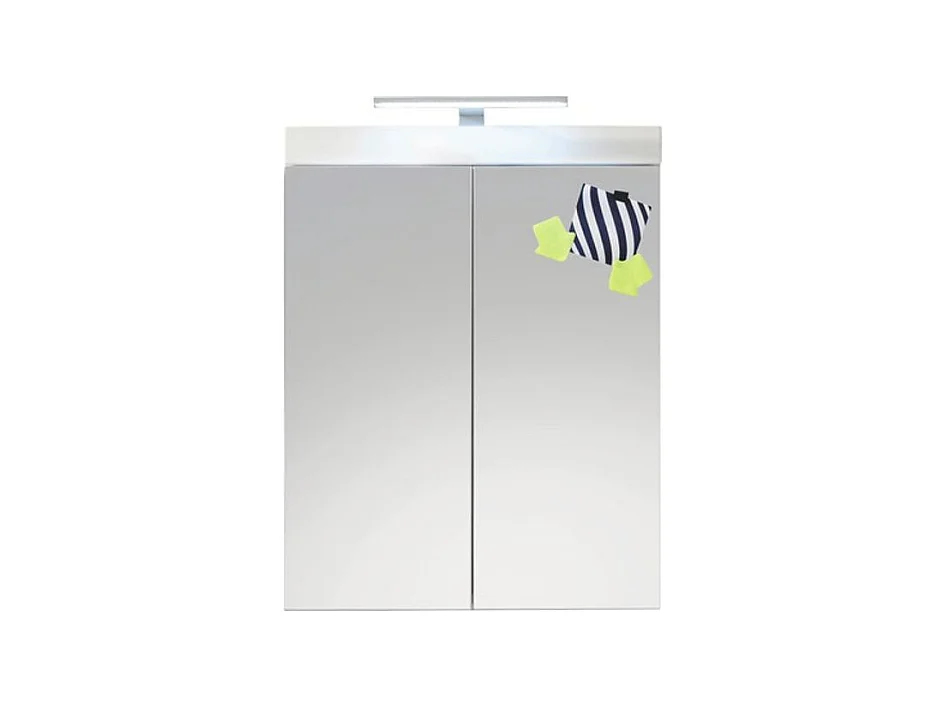 Armoire de toilette 2 portes blanc brillant avec miroir Kelia 60cm