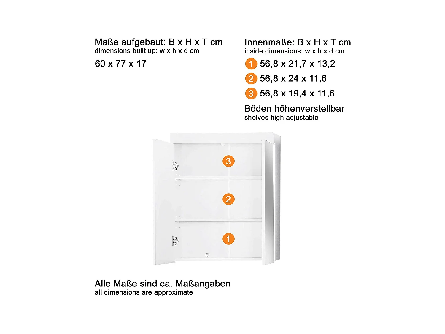 Armoire murale blanc et gris brillant Kelia 60cm