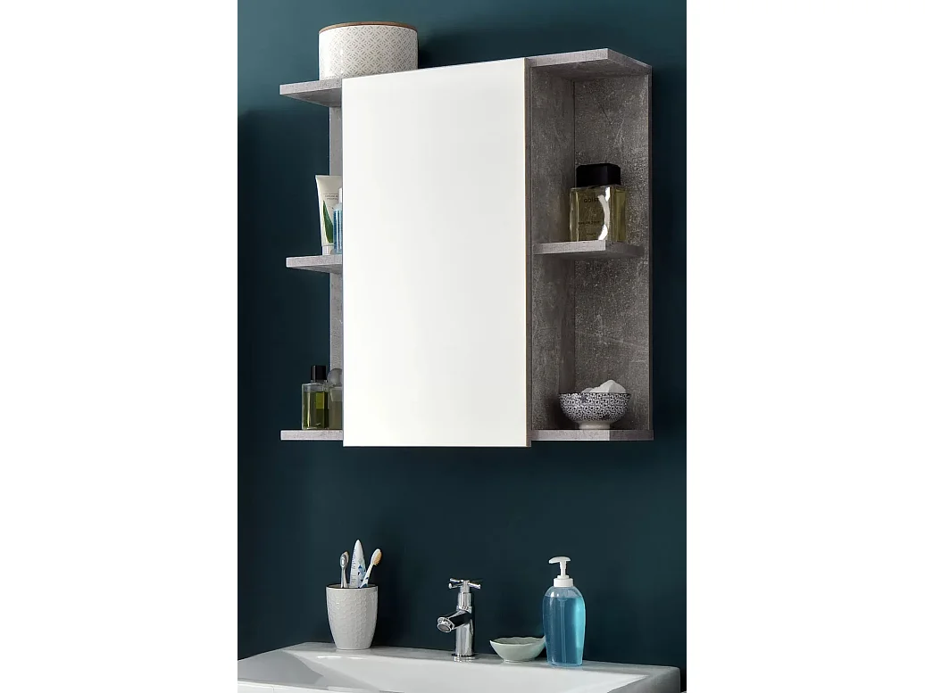 Mueble de baño Lenny de melamina blanca y gris con espejo 1 puerta