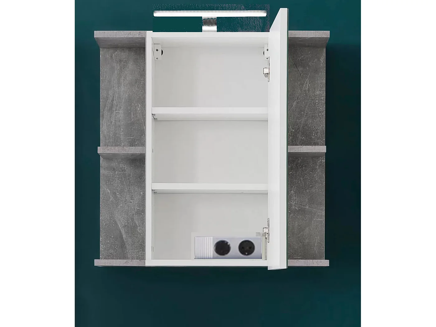 Lenny 1-deurs wit en grijs melamine badkamermeubel met spiegel