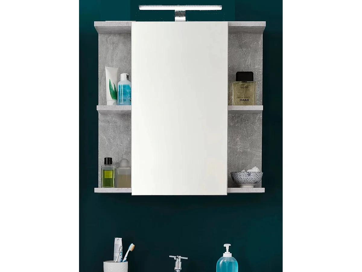 Lenny 1-deurs wit en grijs melamine badkamermeubel met spiegel