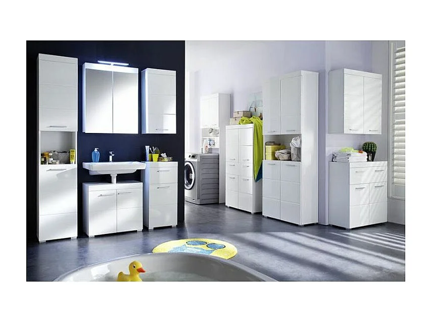 Colonne de salle de bain 2 portes blanc brillant Kelia 73cm