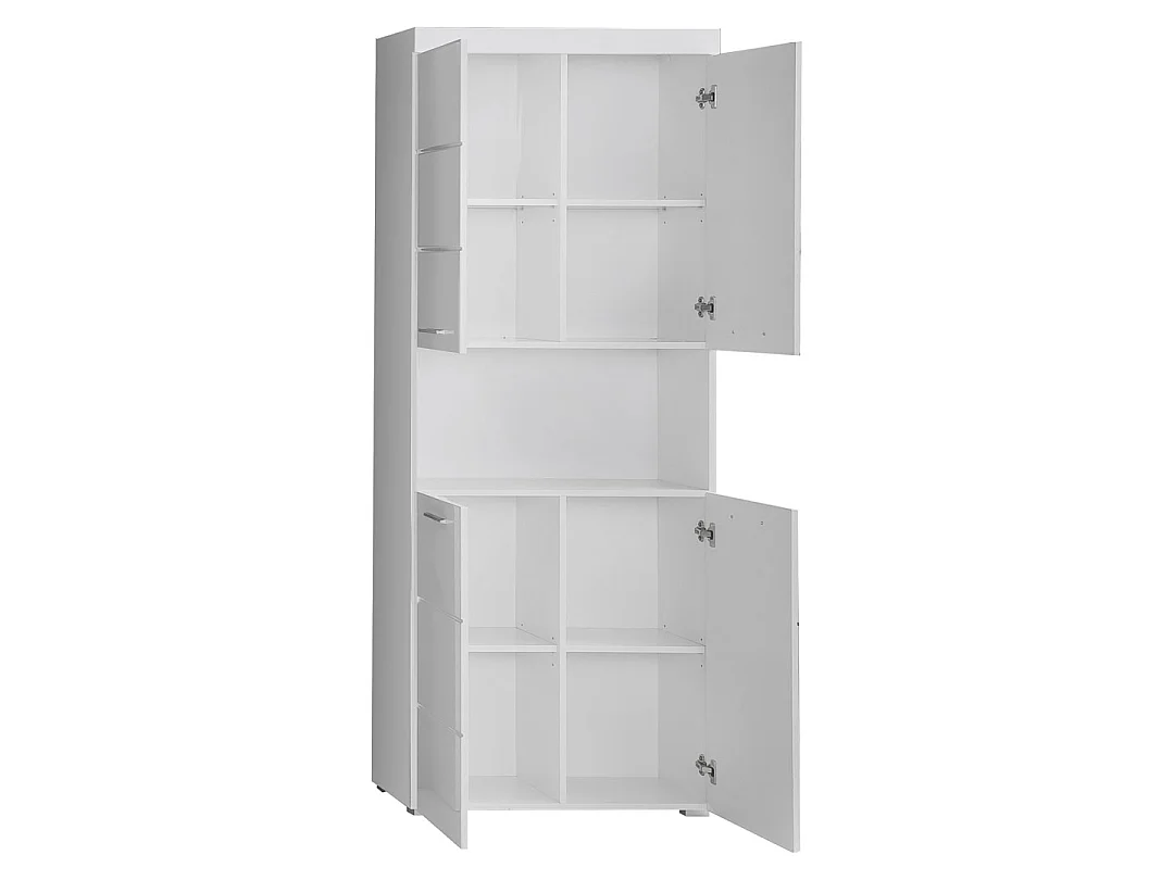 AmandaMandoBea Armoire haute 1 compartiment ouvert, 4 portes, blanc, blanc brillant.