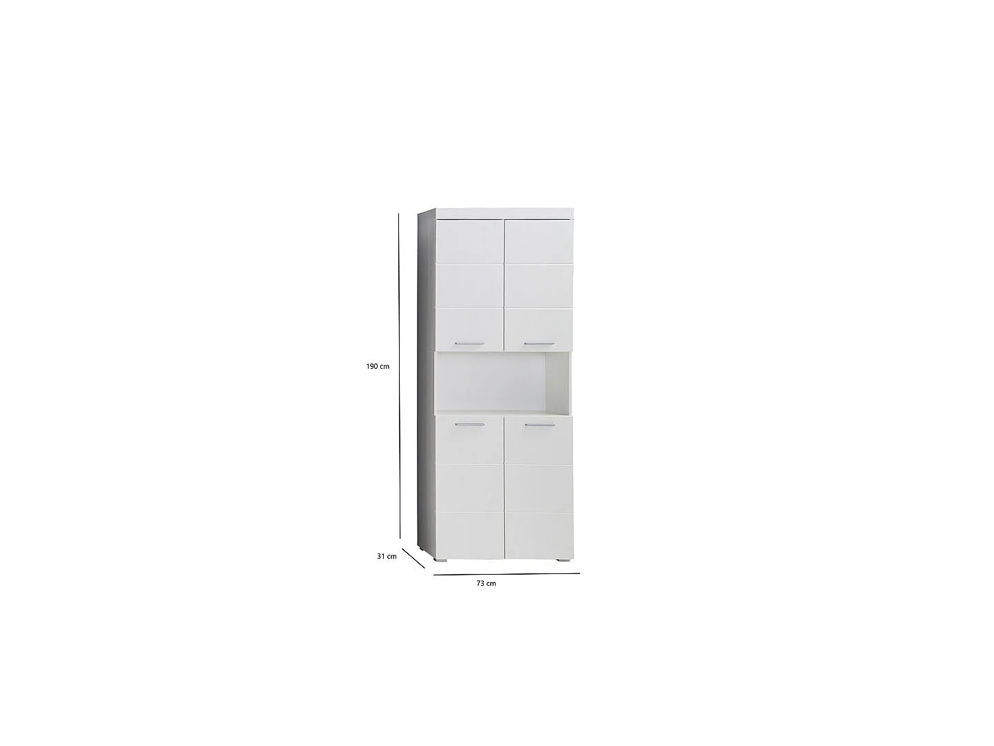 AmandaMandoBea Armoire haute 1 compartiment ouvert, 4 portes, blanc, blanc brillant.