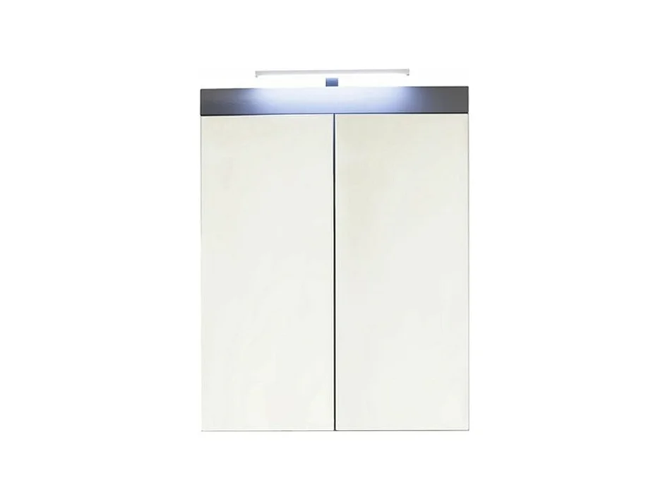 Armoire de toilette 2 portes gris brillant avec miroir Kelia