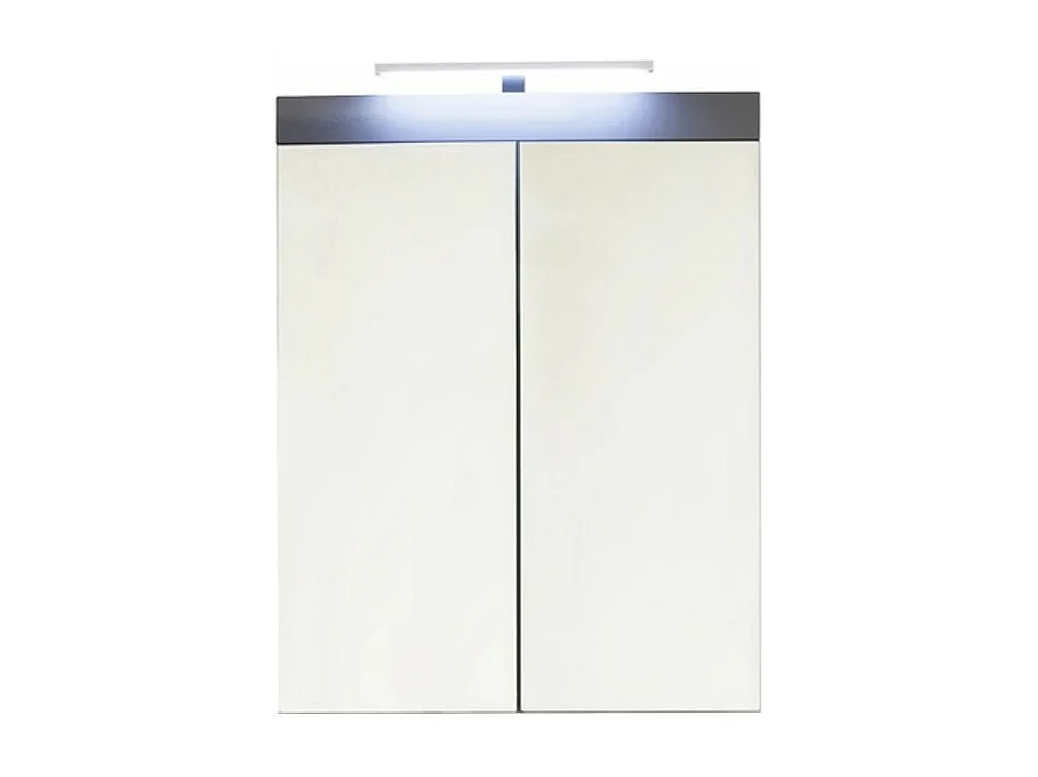 Armoire de toilette 2 portes gris brillant avec miroir Kelia