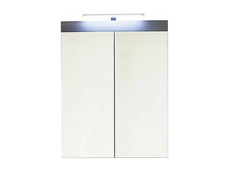 Armoire de toilette 2 portes gris brillant avec miroir Kelia