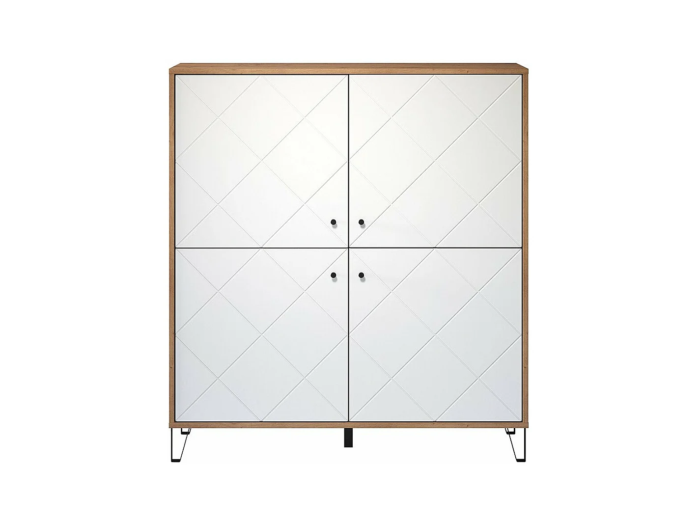 Buffet Bas - Mélaminé chêne - Naturel-blanc - 123 - 136 - 40 cm