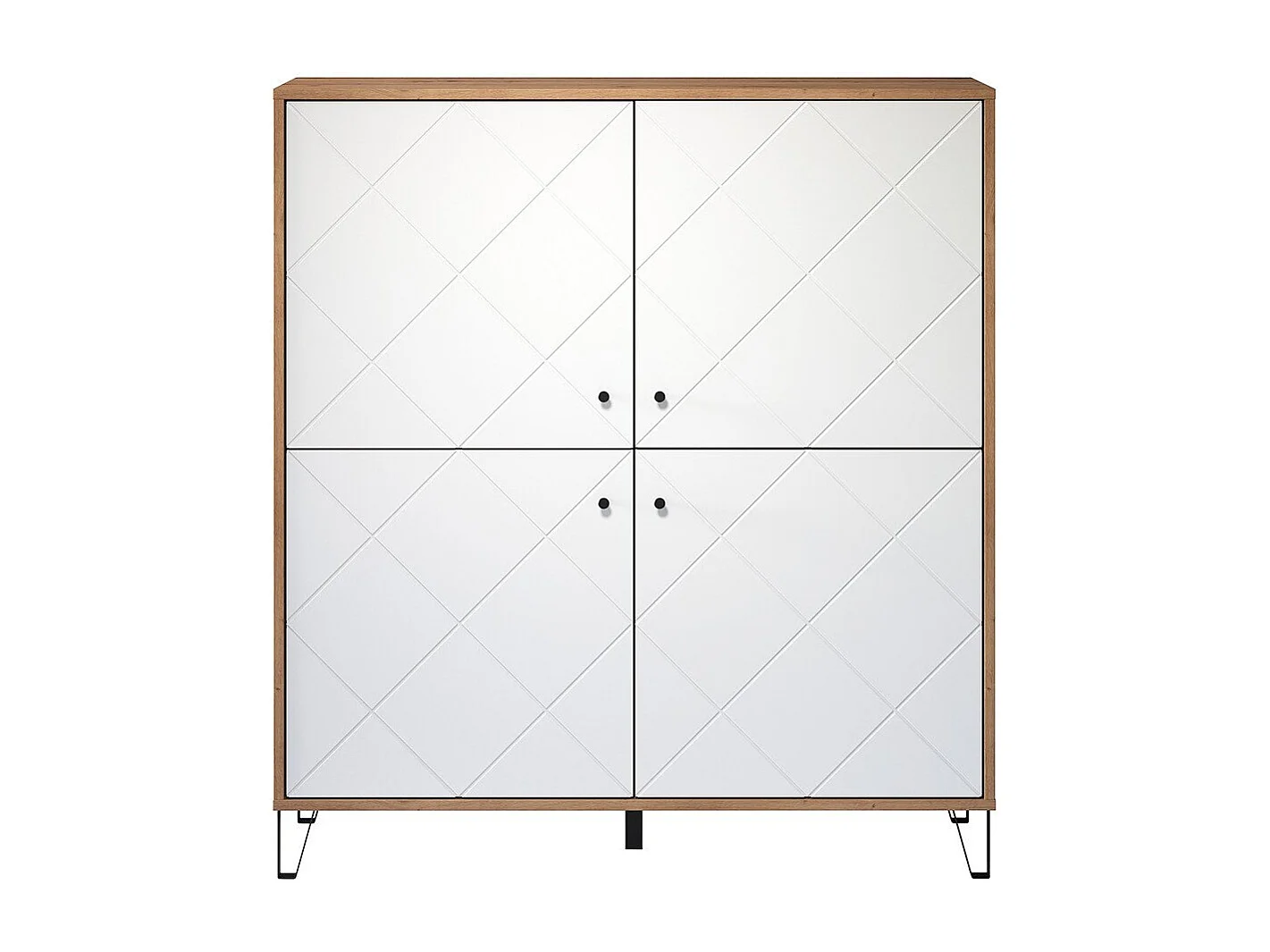 Kidou 4-deurs ambachtelijk eiken en mat wit dressoir 123 cm