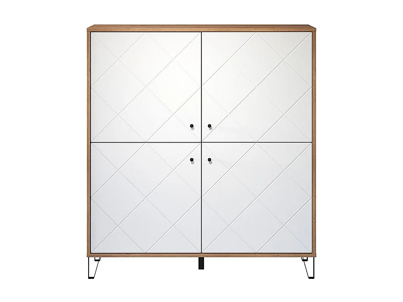 Buffet Bas - Mélaminé chêne - Naturel-blanc - 123 - 136 - 40 cm
