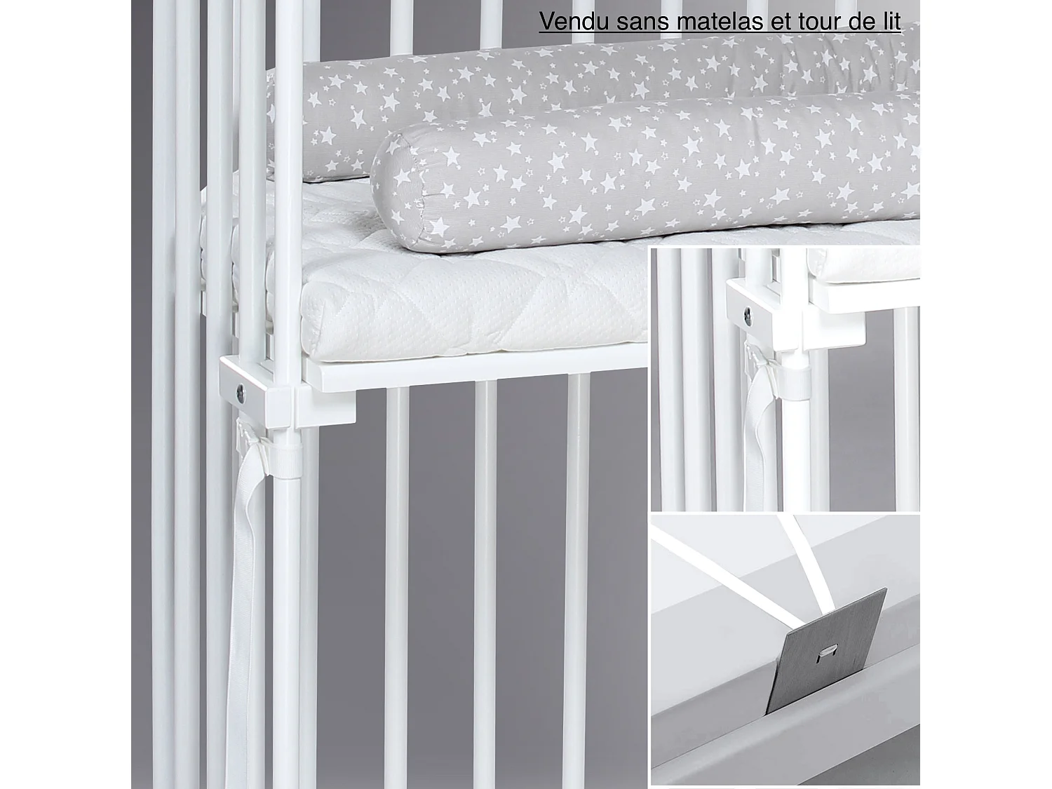 BOXSPRING - Berceau Cododo en bois de hêtre laqué blanc. L - H - P : 96 - 96,5 - 54 cm