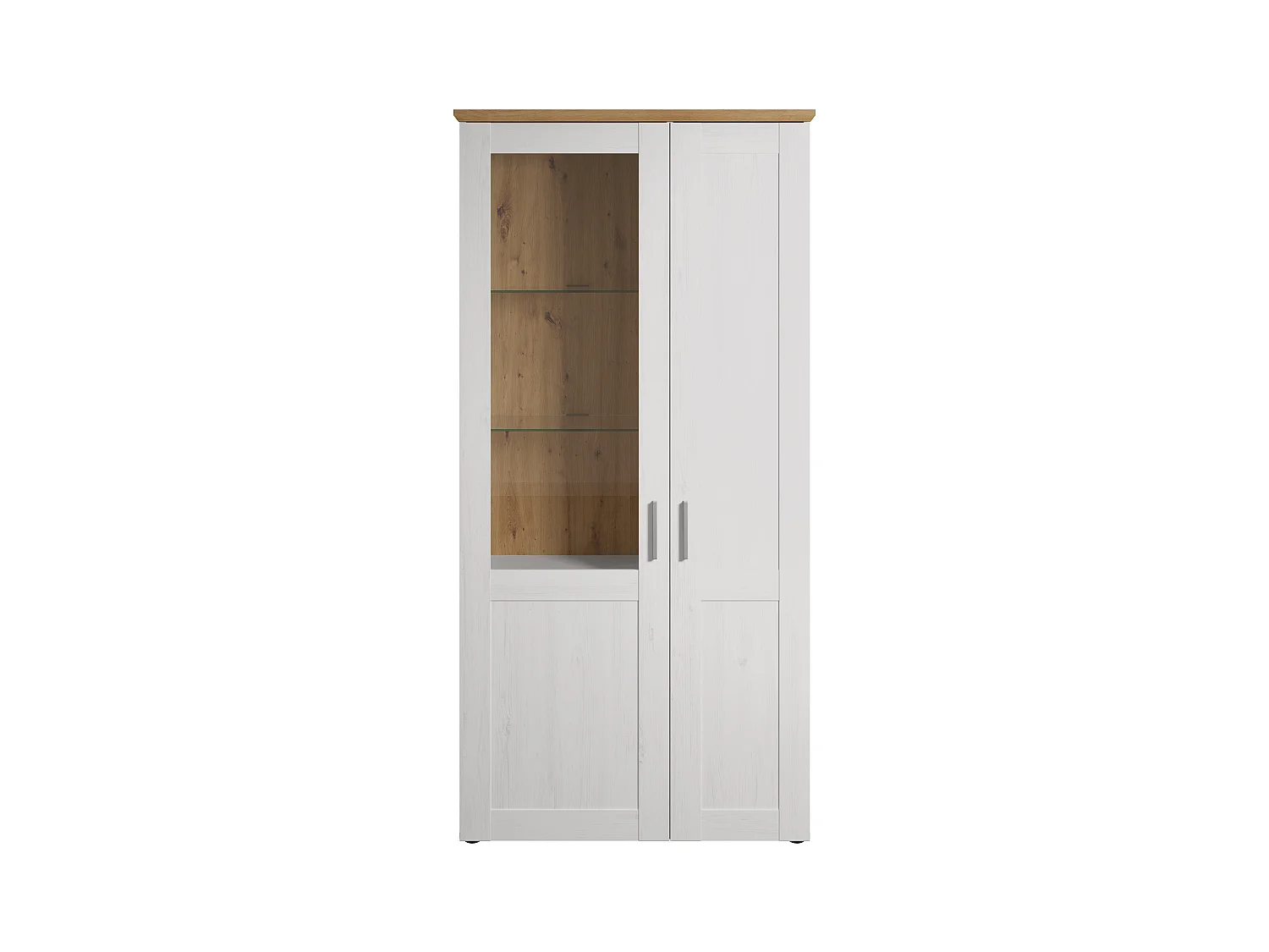 Vaisselier - Mélaminé chêne - Blanc - 95 - 194 - 38 cm