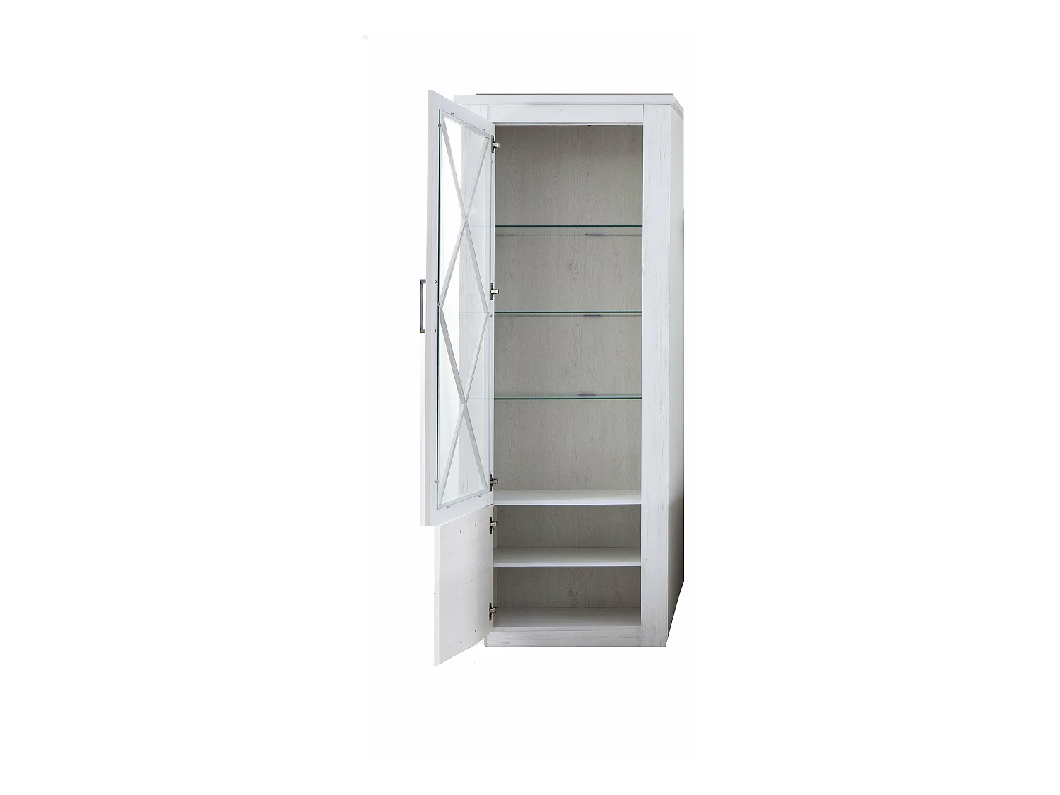 Meuble de salon, armoire de présentation-stockage mélaminé pin blanc L-H-P: 82 - 205 - 38 cm