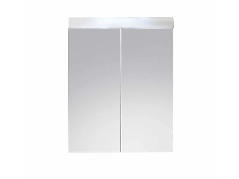 Armoire de toilette murale - 2 portes miroir -  mélaminé blanc - L - H - P : 60 - 77 - 17 cm